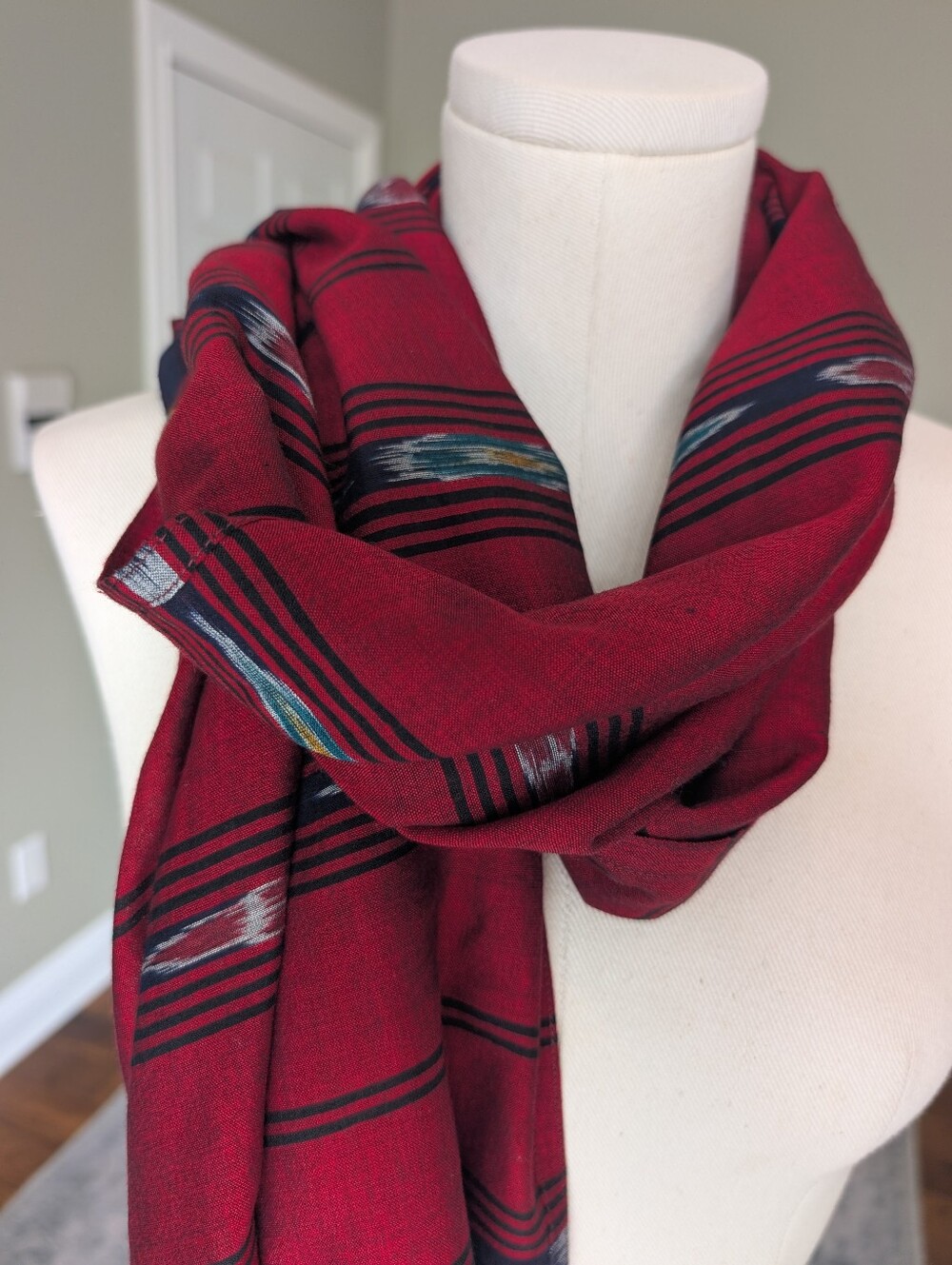 Silk Ikat Multicolor Scarf Shawl Wrap Ray-ethnic Boho Artisan NWT